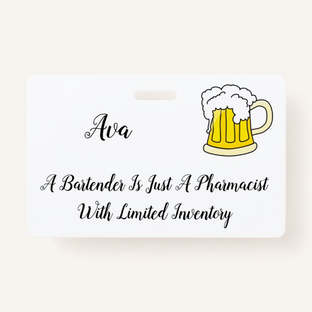 Badge Plaisanterie d'humour de pharmacien de barman (Devant)