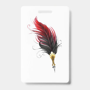 Badge Plume rouge avec pointe en or