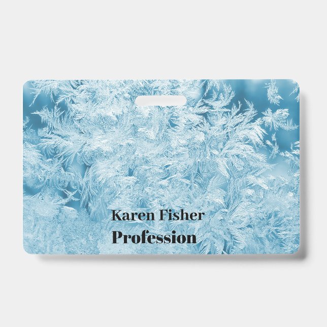 Badge plumes et flocons de neige bleus abstraits (Avant)