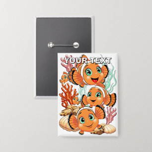 Badge Poisson clown Dessin animé mignon Famille Sous l'e