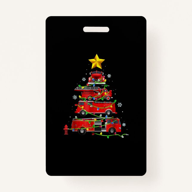 Badge Pompier Camion Arbre de Noël Hommes Femmes (Devant)