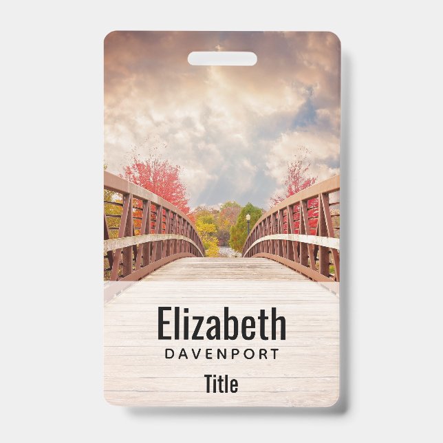 Badge Pont rustique en bois dans le pays (Avant)