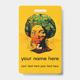 Badge Portrait féminin africain avec coucher de soleil