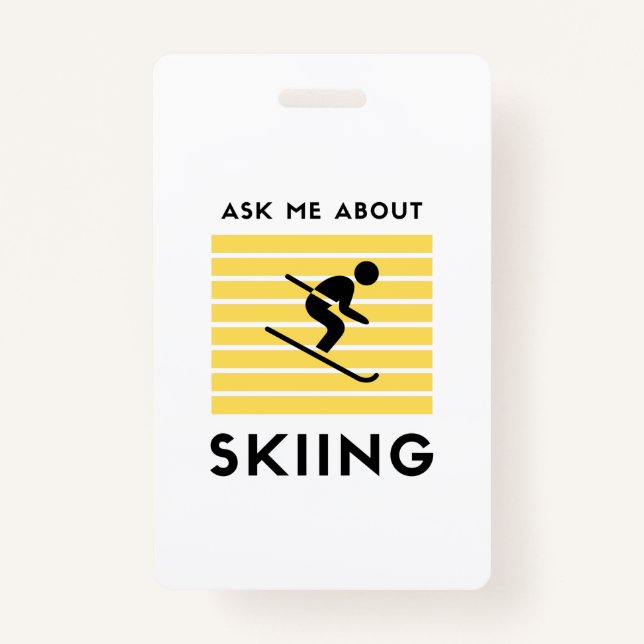 Badge Posez-moi des questions sur le ski sport d'hiver (Devant)