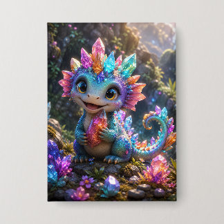 Badge Pousse de cristal – Fantaisie de dragon de cristal