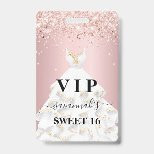 Badge Poussette 16 rose poudré poussière de rose en glit