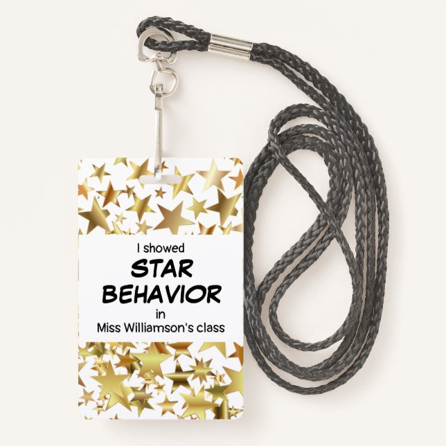 Badge Prix de l'enseignant STAR COMPORTEMENT (Devant avec lanière)