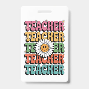 Badge Prof Enseignant Mignon Fleur de Marguerite Rétro R