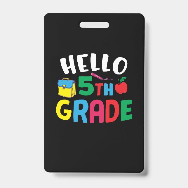 Badge Professeur de 5e Bonjour Cinquième année (Avant)