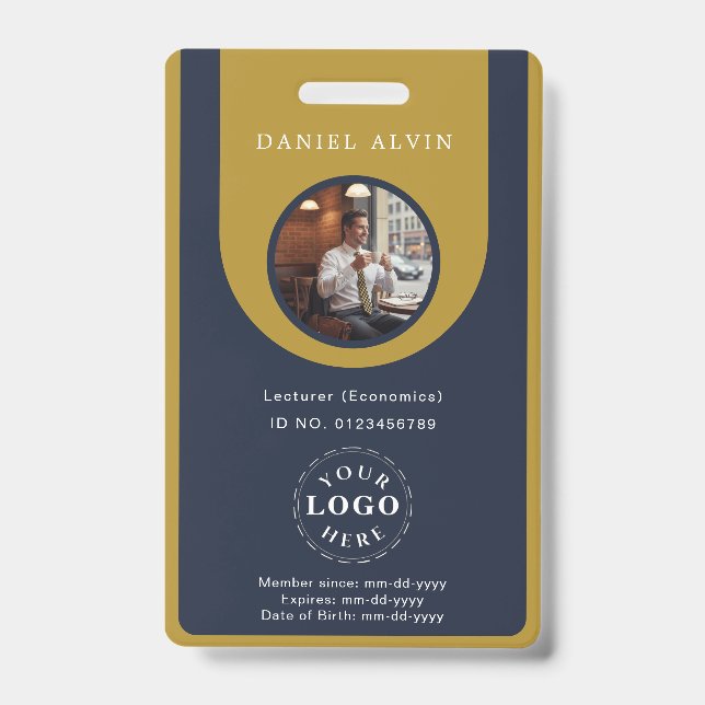 Badge Professional Blue Brown Staff Identification ID (Face)