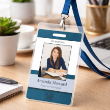 Professionnel Bleu Personnalisé Employé Photo ID S