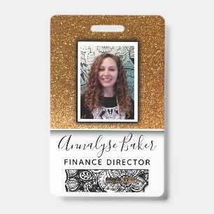 Badge Professionnel de la Parties scintillant d'or Infir