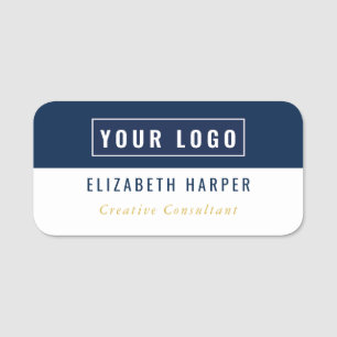 Badge Professionnel de Logo Personnalisé Or Bleu M