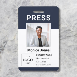 Badge professionnel de photo de logo de presse