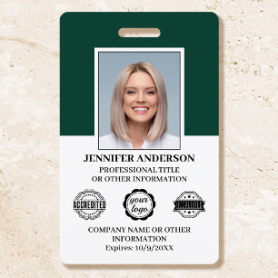 Badge Professionnel ID employé Sécurité Vert