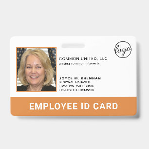 Badge Professionnel Orange Company Logo ID photo employé