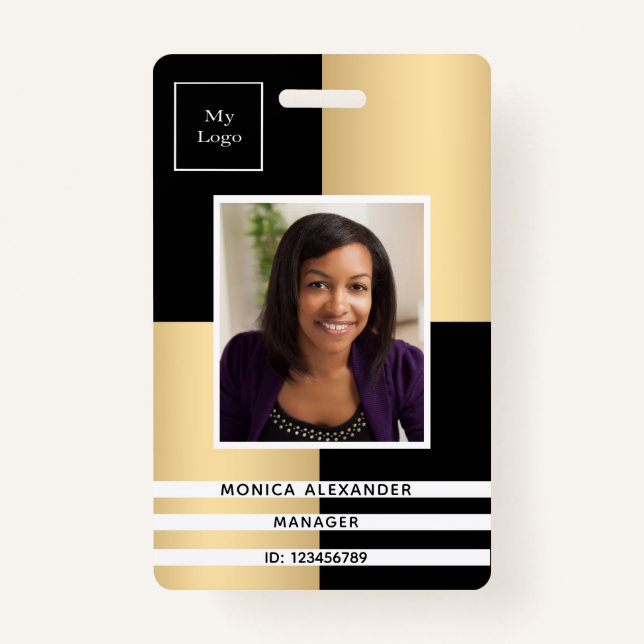 Badge Profil d'or noir photo entreprise (Devant)