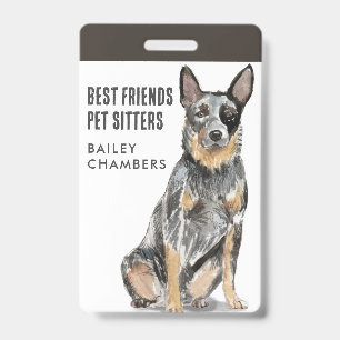 Badge Promeneur de chiens Garde d'animaux à l'aquarelle