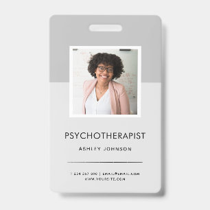 Badge Psychothérapeute Grey Conseiller Nom de la photo N