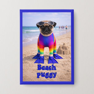 Badge Pug de plage