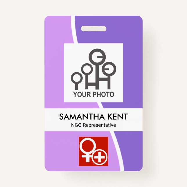 Badge Purple Shades White Wave Modèle photo ID du person (Devant)
