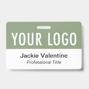 Badge PVC Vert Sauge Horizontal Étiquette de Nom d