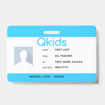 QKids ESL ID de l'enseignant