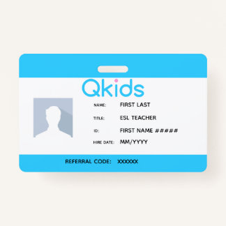 Badge QKids ESL ID de l'enseignant