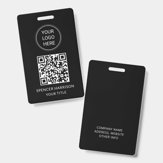 Badge QR Code Business Logo Business Event (Avant & arrière)