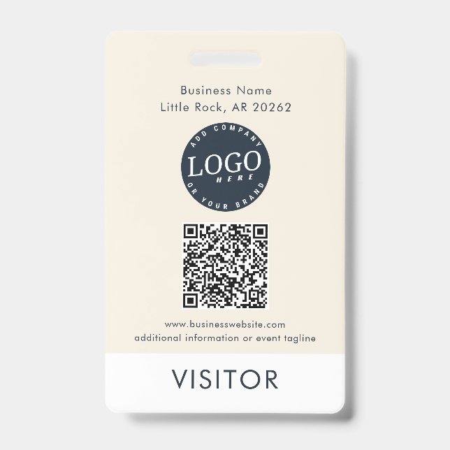 Badge QR Code Business Logo Visitor ID Modern (Face)