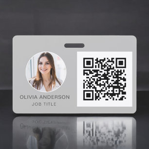 Badge QR Code Silver Grey Carte de visite photo