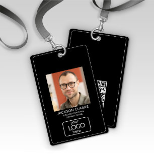 Badge QR Code Smart Contact • ID d'entreprise noir