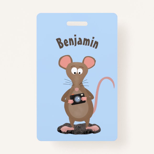 Badge Rat drôle avec dessin animé de la caméra (Devant)