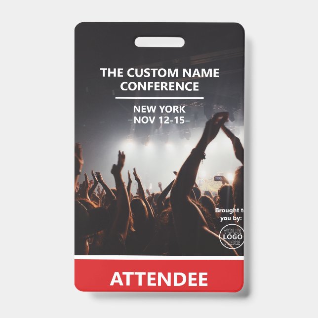 Badge Red Access Pass Logo QR Code Participants Conferen (Front)