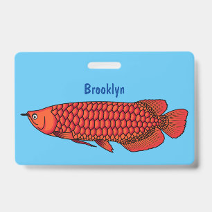 Badge Red Arowana fish cartoon