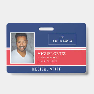 Badge Red Blue Ajouter votre logo ID employé
