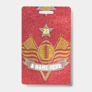 Badge Red & Gold Parties scintillant School Football Tea