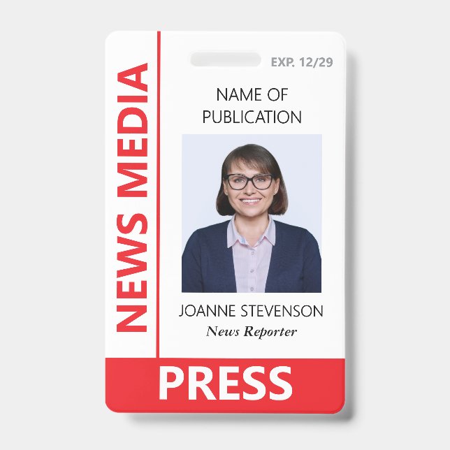 Badge Red News Media Press Photo (Front)