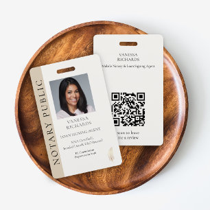 Badge Refined Beige Or Plume Mobile Notaire QR Photo