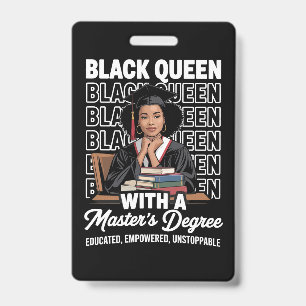 Badge Reine Noire Diplômée de Master Éduquée 