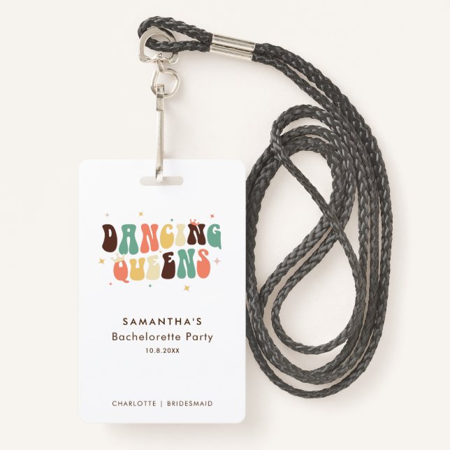 Badge Reines de la danse Rétro Demoiselle d'honneur (Devant avec lanière)