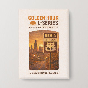 Badge Repère artistique rétro de Chicago Route 66