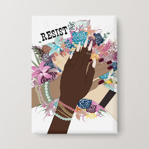 Badge Résister Ensemble - Floral Feminist Activiste Art