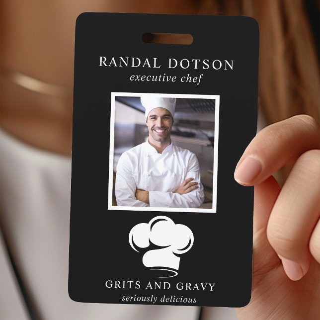 Badge Restaurant Chef noir blanc Casquette ID photo (Créateur téléchargé)