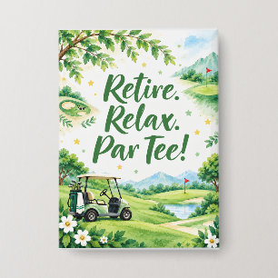 Badge Retraite Golf avec drapeau de golf Ballons de golf