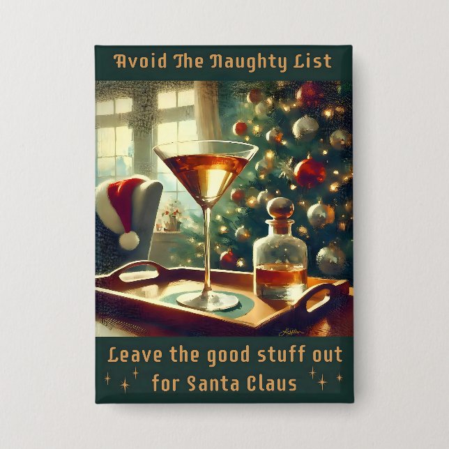 Badge Retro 50s Avoid The Naughty List Christmas Martini (Recto)