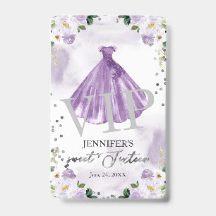 Badge Robe Fleurie Violette Sweet 16 16 Anniversaire VIP