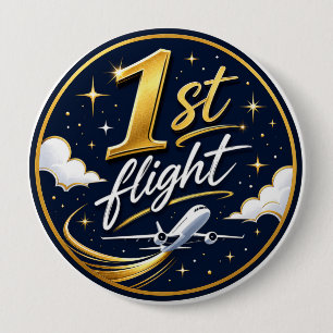 Badge Rond 10 Cm 1er vol avion
