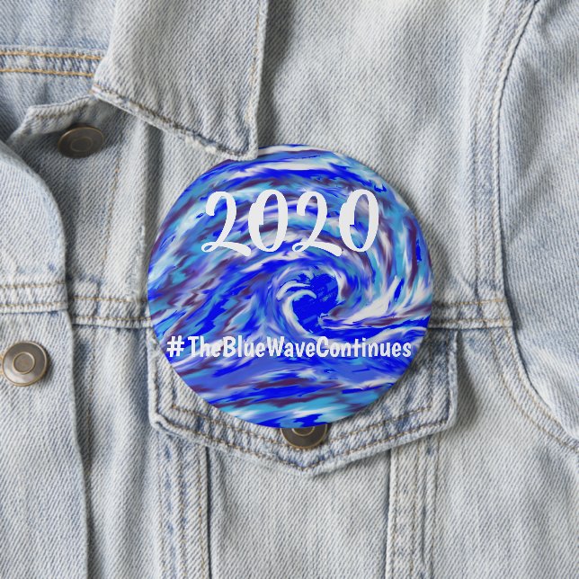 Badge Rond 10 Cm 2020 - La Vague Bleue continue (En situation)