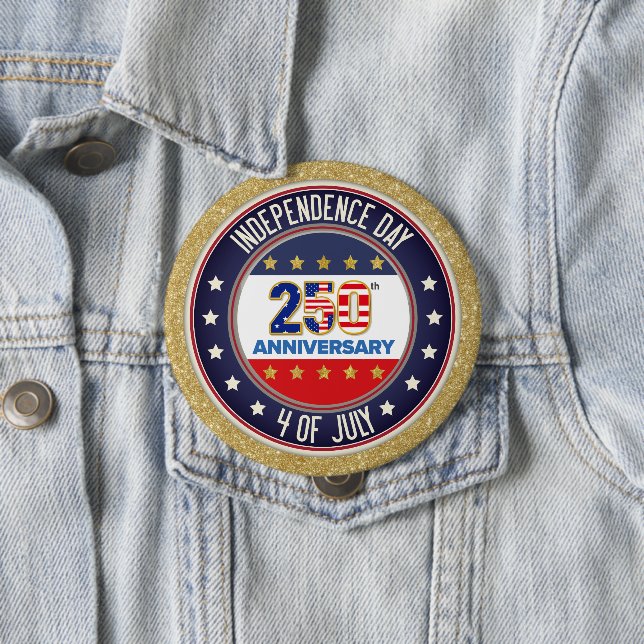 Badge Rond 10 Cm 250th Anniversary USA Patriotic  | 1776–2026 (En situation)